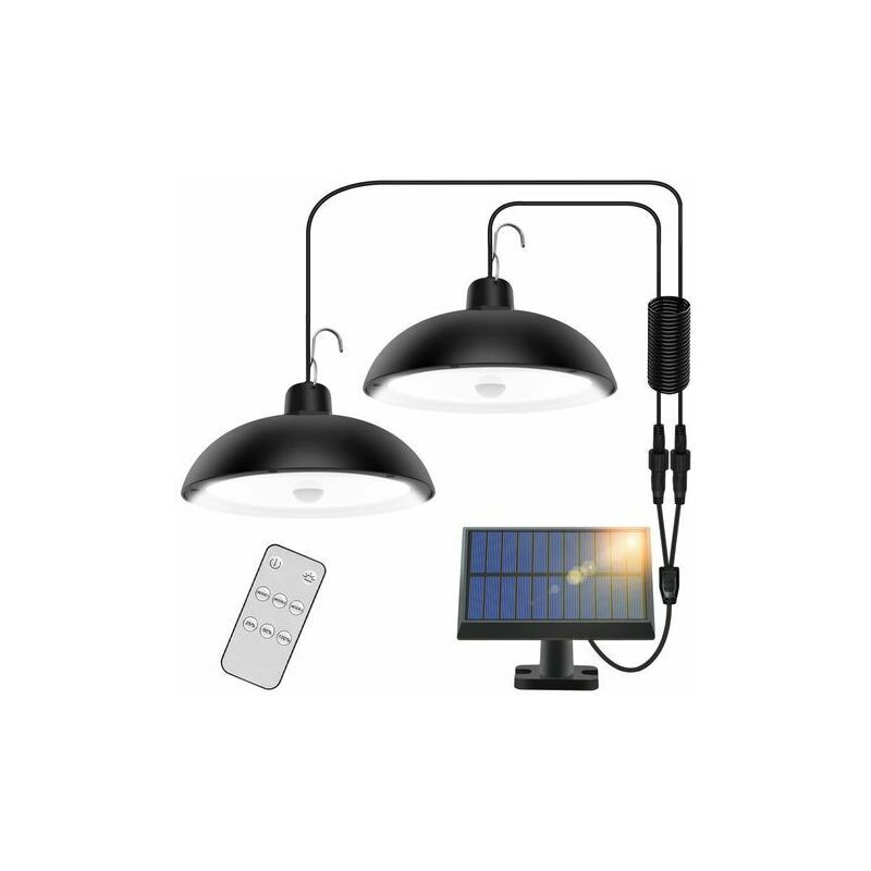 Lampes solaires pour abri de jardin, suspensions solaires, lustre solaire extérieur avec télécommande, lampe suspendue étanche pour cour, jardin,