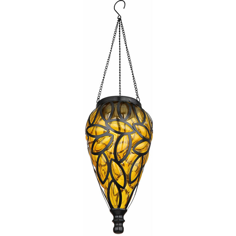 Lampes solaires pour accrocher à l'extérieur Décoration de jardin pour l'extérieur luminaire, batterie IP44 résistant aux intempéries, métal noir