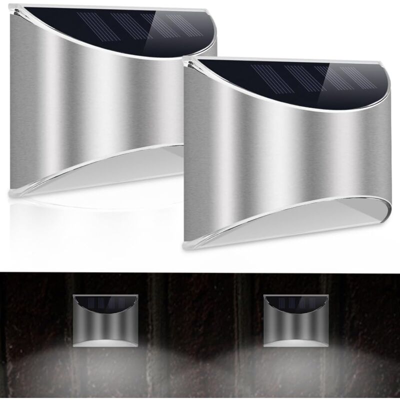 Lampes Solaires pour Clôture Extérieure Deck Fence Stair Cold White Lights Sun Powered LED Illuminated Landscape Lighting Waterproof for House Yard