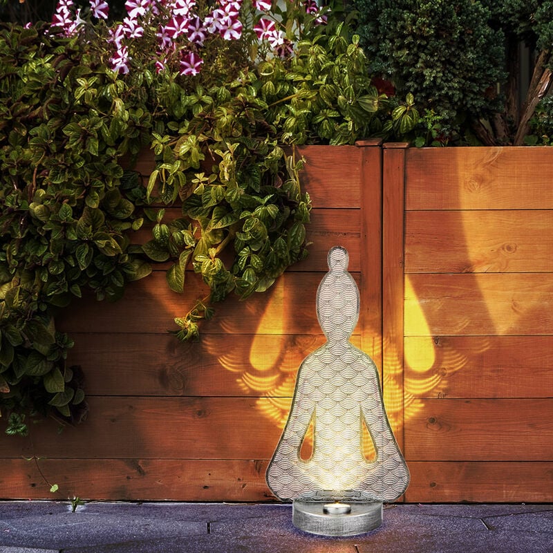 Lampes solaires pour décoration de jardin extérieur figurines extérieures Bouddha solaire, IP44, batterie rechargeable, métal plastique, 1x led