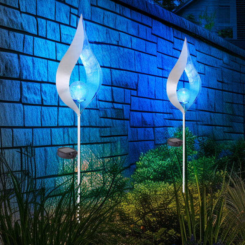 Lampes solaires pour décoration de jardin extérieur lampe solaire lampe solaire d'extérieur, effet de lumière bleue en forme de goutte avec boule de