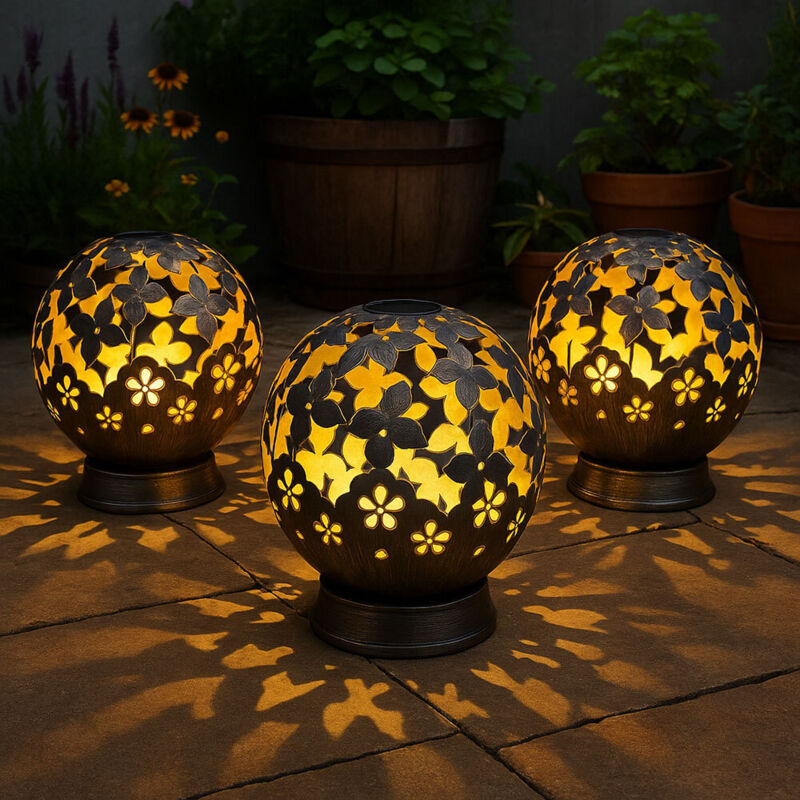 Lampes solaires pour décoration extérieure de balcon, décoration de jardin, lampe solaire en métal pour l'extérieur, motif fleur de papillon, noir,