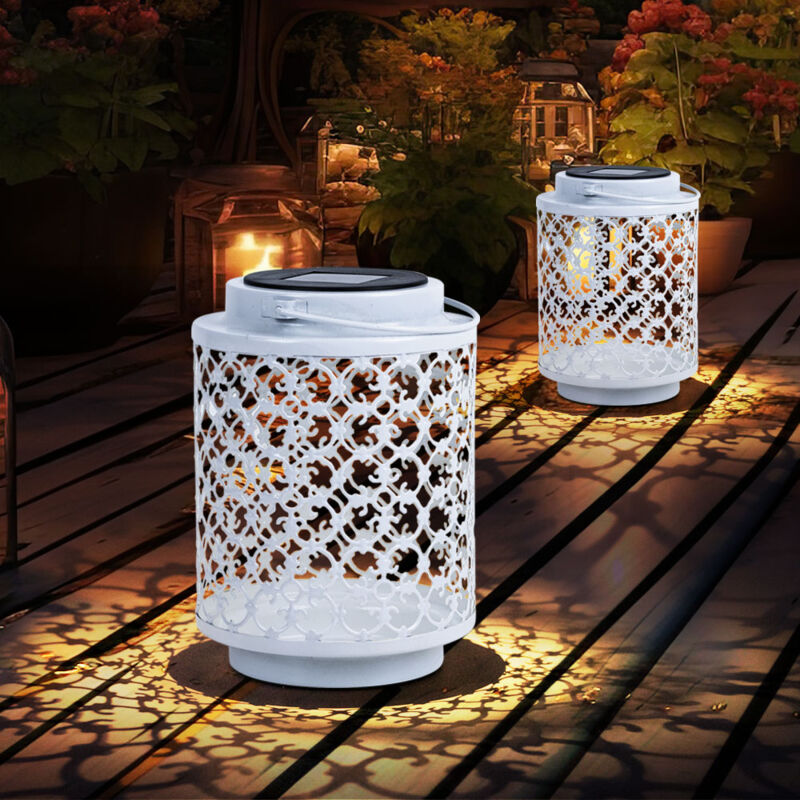 Etc-shop - Lampes solaires pour extérieur décoration de jardin lanterne lampe orientale lanternes solaires pour extérieur métal blanc, oriental, led,