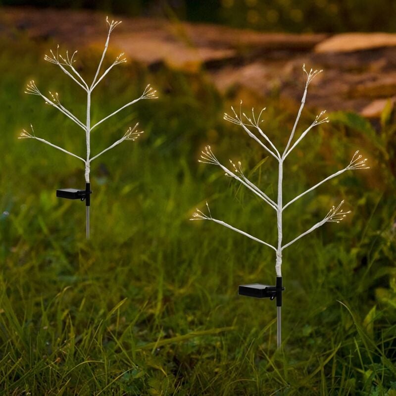 Lampes solaires pour jardin extérieur, 2 pièces lampes de chemin solaires décoration de jardin lampes de jardin de lucioles solaires pour Patio de