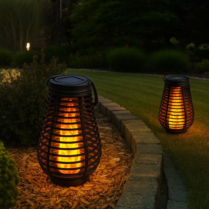 Nowa - Lampes solaires pour l'extérieur Lampe de table solaire led Lampe suspendue Lanterne led de jardin effet flamme, avec effet de lumière