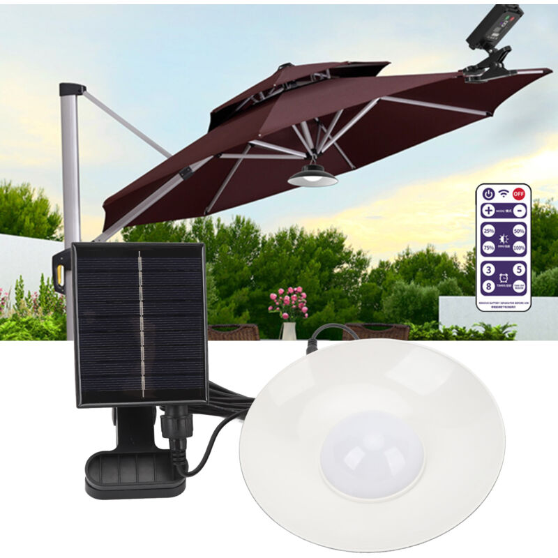 Lampes solaires pour parapluie Lampes led pour parapluie de patio à alimentation solaire 1,2W Télécommande avec affichage de la température de 3