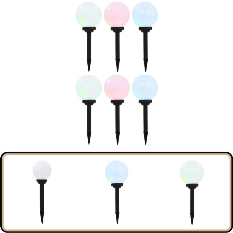 Vidaxl - Lampes solaires sphériques led de jardin 6 pcs 20 cm rvb - Lampe Solaire - Éclairage Extérieur - Luminaire Solaire - Décoration Extérieure