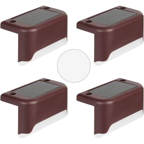 CUIYU Lampes solaires sur piquet de jardin, 4 pièces à énergie solaire LED chemin d'escalier lumière extérieure jardin clôture paysage applique murale pour passerelle, terrasse, chemin, pelouse, jardin lumi