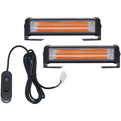 Lampes stroboscopiques de voiture, lampe d'avertissement d'urgence de voiture à LED avec barre lumineuse stroboscopique clignotante (lot de 2)