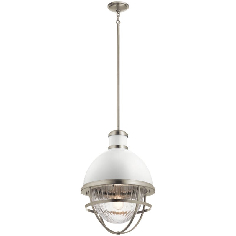 Elstead - Kichler Tollis Globe Suspension Plafonnier Nickel Brossé & Blanc
