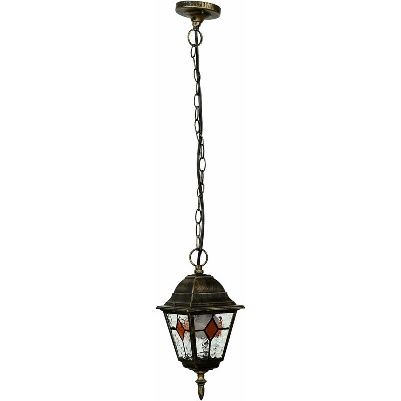 Suspension d'extérieur Salzburg de couleur or antique au design rustique H:32cm E27 IP43 - Or antique