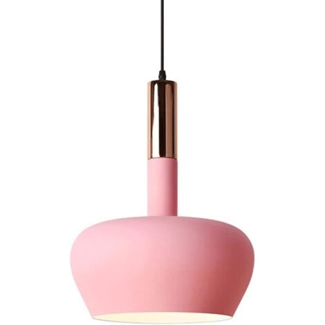 Lampes Suspendues LED en Métal Lampe Suspendue Créative Personnalisée Abat-Jour Plafonnier Minimaliste Macaron Lampe Suspendue pour Éclairage Plafond pour Îlot Cuisine,Rose