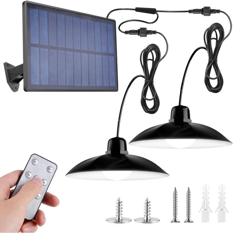 Lampes suspendues solaires d'extérieur à led avec capteur de mouvement à énergie solaire réglable et télécommande IP67 étanche pour garage, tonnelle,