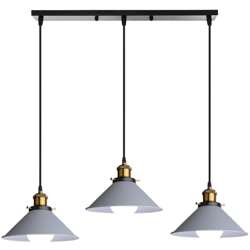 Wottes - E27 Lampes Suspension Industrielle Luminaire Plafonnier Abat-Jour en Fer Forgé Lustre Suspension Créative Ø22CM - Gris