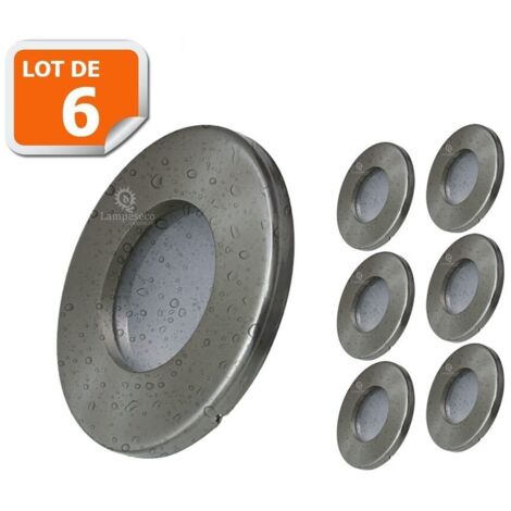 Lampesecoenergie – 6 spots LED encastrables étanches IP44 – Aluminium brossé – Blanc neutre 4000K – 5W 460 lumens – Angle d'éclairage 120°