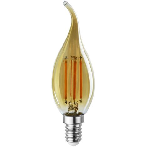 Lampesecoenergie – Ampoule filament décorative E14 4W (équivalent 42W) – Lumière dorée 3000K – 420lm – Durée de vie 15000h – Classe F