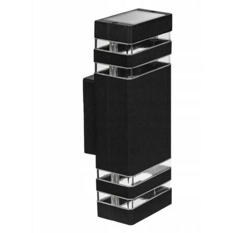Lampesecoenergie – Applique extérieure Inez IP54 – Luminaire en aluminium noir 2x GU10 max 35W – Montage en surface – Dimensions 310x110x105mm