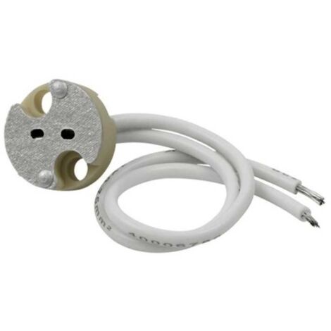 Lampesecoenergie – Douille pour ampoule culot GU5.3 – Céramique blanche – 2A/250V – Compatibilité 12V DC – Fils de silicium tressés 150mm