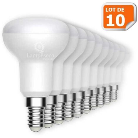 Lampesecoenergie – Lot de 10 ampoules LED E14 6W équivalent 50W – Blanc chaud 3000K – 500 lm – Angle de diffusion 120°