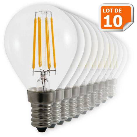 Lampesecoenergie – Lot de 10 ampoules LED E14 G45 4W équivalent 42W – Blanc chaud 2700K – 470 lumens – Angle d'éclairage 330°