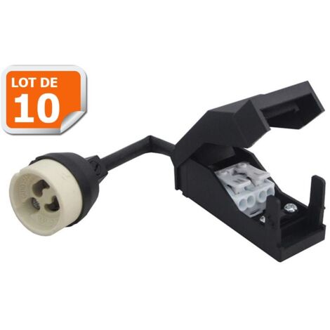 Lampesecoenergie – Lot de 10 douilles GU10 en céramique – Connecteurs automatiques 230V – Câble silicone 15cm – Conformes CE et RoHS