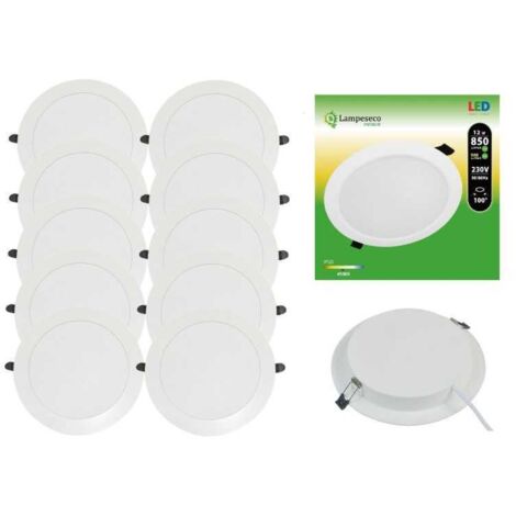 Lampesecoenergie – Lot de 10 spots encastrables LED extra-plats 12W – Blanc neutre 4200-4500K – Transformateur intégré – Installation facile avec ressorts