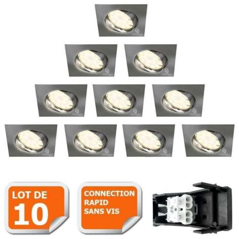 Lampesecoenergie – Lot de 10 spots encastrables orientables LED GU10 230V – Alu brossé – 5W équivalent 50W – Luminosité 400-460LM – Angle 120°