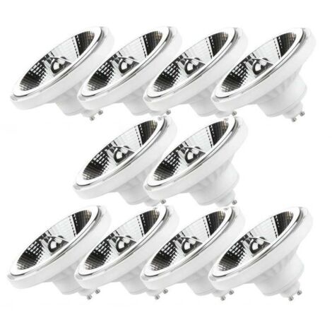 Lampesecoenergie – Lot de 10 spots LED AR111 GU10 10W blanc neutre 4000K 20° 850lm – Remplace 70W halogène – Pour plafonniers AR111