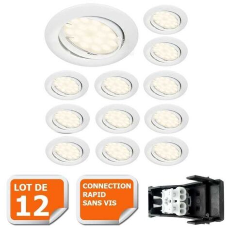 Lampesecoenergie – Lot de 12 spots led encastrables orientables 5W – Lumière blanc neutre 4000K – Installation facile sur 220-240V – Angle de diffusion 120°