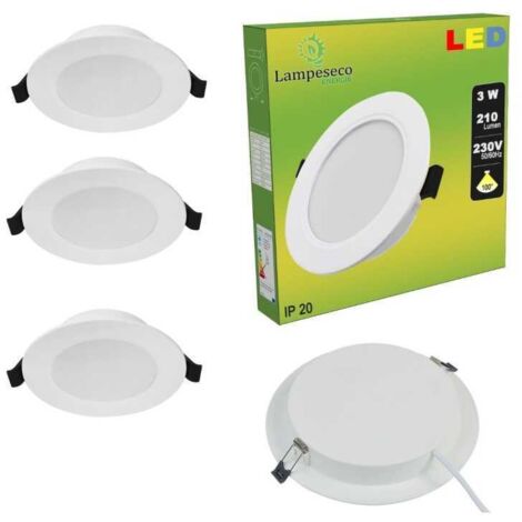 Lampesecoenergie – Lot de 3 spots encastrables LED extra-plats 3W – Blanc neutre 4500K – Installation facile avec transformateur intégré – Durée de vie 20.000 heures - 4200-4500K