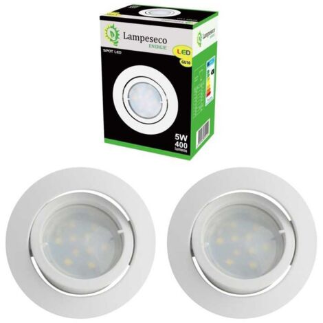 Lampesecoenergie – Lot de 3 spots encastrables orientables LED GU10 – 5W équivalence 50W – Blanc neutre 460LM – Installation 230V sans transformateur