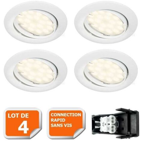 Lampesecoenergie – Lot de 4 spots LED encastrables orientables 5W – Lumière blanc neutre 460LM – Installation facile 230V – Pour plafond et mur