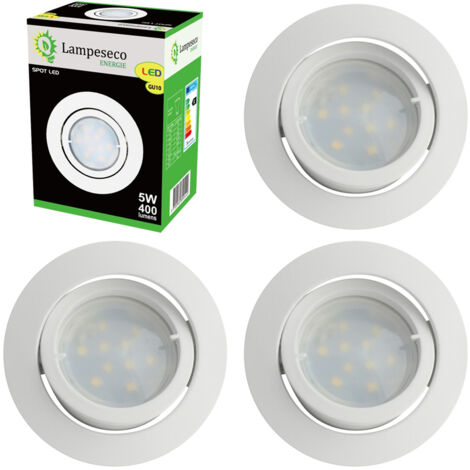 Lampesecoenergie – Lot de 4 spots LED encastrables orientables GU10 – Blanc chaud 3000K – Installation directe 230V – Aluminium nickel – Angle de diffusion 120°