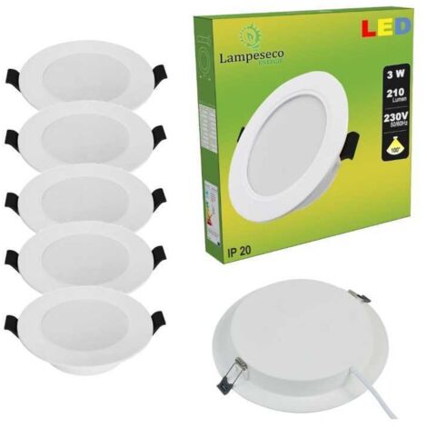 Lampesecoenergie – Lot de 5 spots encastrables LED 3W extra-plats – Blanc neutre 4500K – Installation simple – Transformateur intégré – Pour espaces intérieurs - 4200-4500K