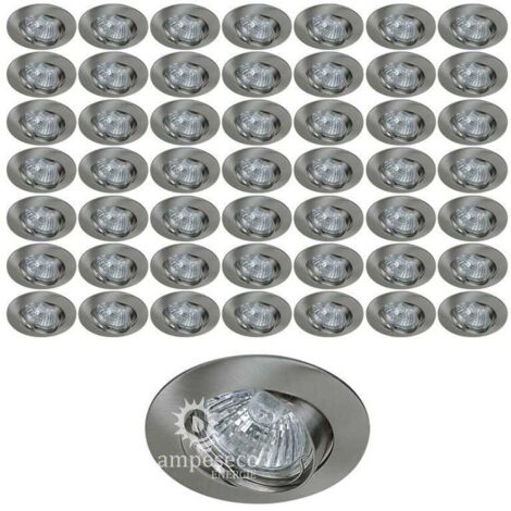 Lampesecoenergie – Lot de 50 supports encastrables ronds en aluminium – Diamètre 81mm – Fixation rapide à ressort – Compatible ampoules GU10 et GU5.3