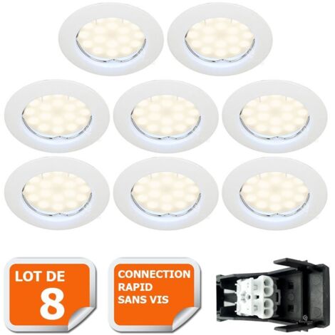 Lampesecoenergie – Lot de 8 spots LED encastrables fixes GU10 5W – Équivalent 50W – Lumière blanche neutre 460LM – Installation facile 220-240V