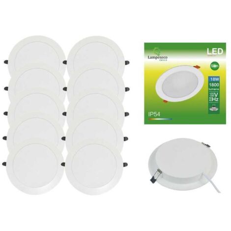 Lampesecoenergie – Pack de 10 spots encastrables LED 18W blanc neutre 4500K – Extra-plat IP54 pour salles de bain – Installation facile avec transformateur