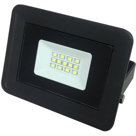 Lampesecoenergie – Projecteur LED 10W noir 6000K – Éclairage extérieur IP65 – 800 lumens – Angle de diffusion 120° – Température d'utilisation -30° à +50°