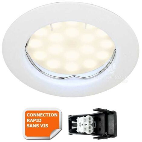 Lampesecoenergie – Spot encastrable LED GU10 5W blanc chaud – Équivalent 50W halogène – Installation facile avec douille automatique – Pour espaces intérieurs