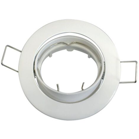 Lampesecoenergie – Support encastrable ronde orientable blanc pour ampoule GU10 – Fixation à ressort – Diamètre 81mm – Profondeur 21mm – IP20 pour intérieur