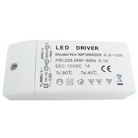Lampesecoenergie – Transformateur pour luminaire 12W – Tension 220V à 12V DC – Raccordement par bornes à vis – Compatible avec ampoules LED - 12watts