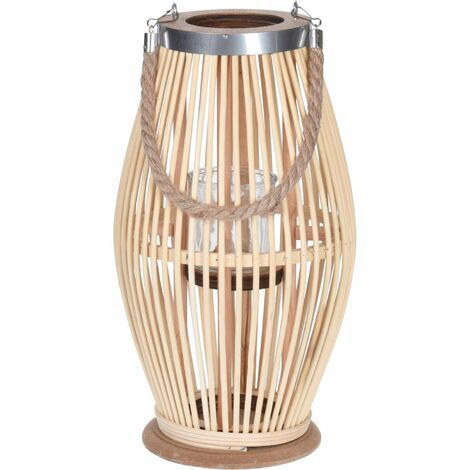 Lampette en bambou avec cordon, Ø 21 x 38 cm, beige