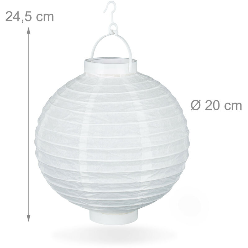 Lampion Chinois Led Abat Jour Papier Lanterne Boule 20 Cm Rond Decoration Set De 10 A Piles Blanc 1100243511099