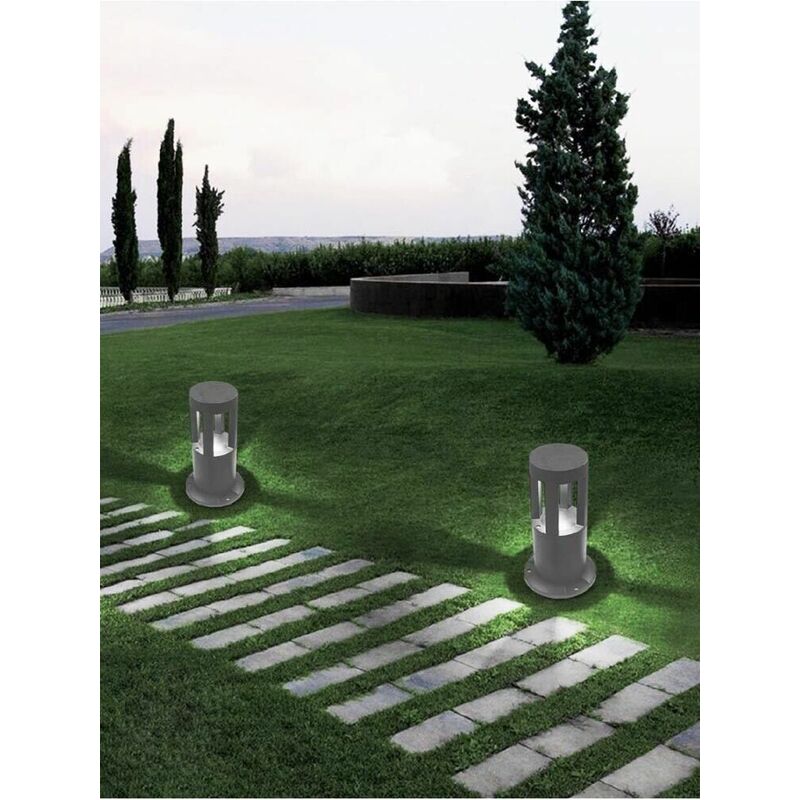 Image of Lampioncino Da Terra Lampada 12w Led Luce Bianca Lampione Grigio x Giardino Ip65