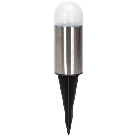 Lampioncino segnapassi Led Bullet 0,006W Argento in acciaio con pannello solare IP44 Bianco freddo 6500K con sensore crepuscolare Aigostar