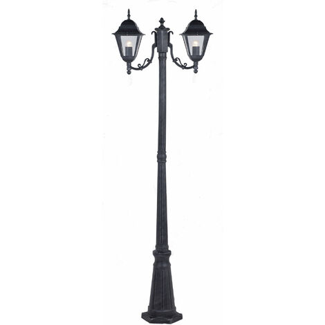 Lampione 2 Luci da Giardino H200cm in Alluminio Bauer Grigio