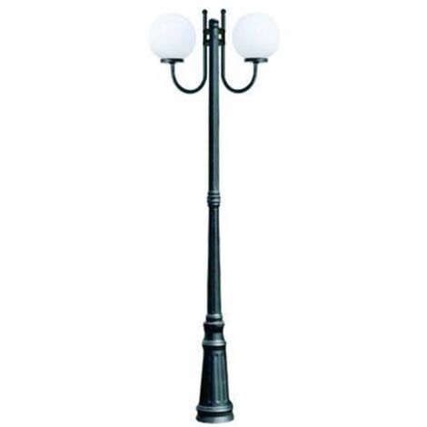 LAMPIONE 2 LUCI SU PALO MODELLO SFERA 2x100w IP44 cm.230h.colore nero FER 234504
