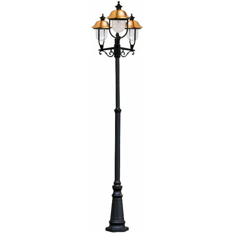 Lampione 3 bracci apollo cm.230 alluminio pressofuso nero ramato - Fraschetti