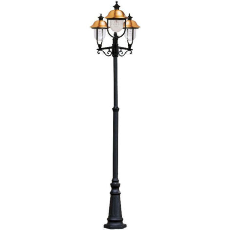 Lampione 3 bracci apollo cm.230 alluminio pressofuso nero ramato - Fraschetti
