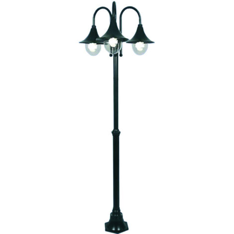 Lampione 3 luci su palo modello parigi - 3x100w ip44 cm.230h. colore nero
